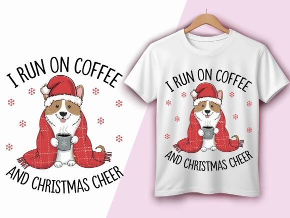 Christmas Corgi Dog Coffee Lover Vector