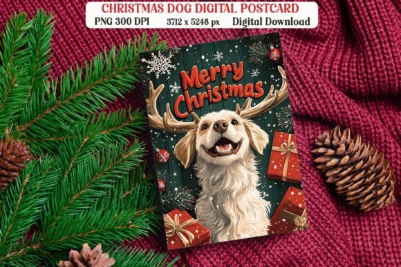 Christmas Golden Retriever Dog Postcard