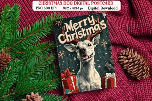 Christmas Great Dane Dog Postcard PNG