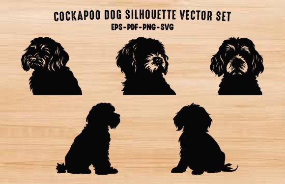 Cockapoo Dog Silhouettes Clipart Set