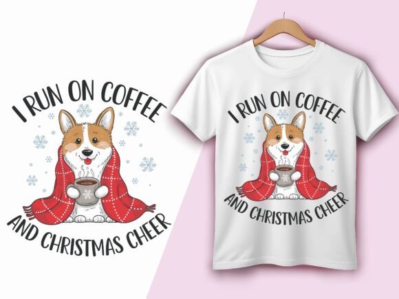 Coffee Christmas Cheer Corgi Dog Vector