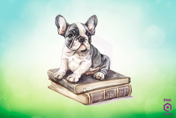French Bulldog Books Clipart