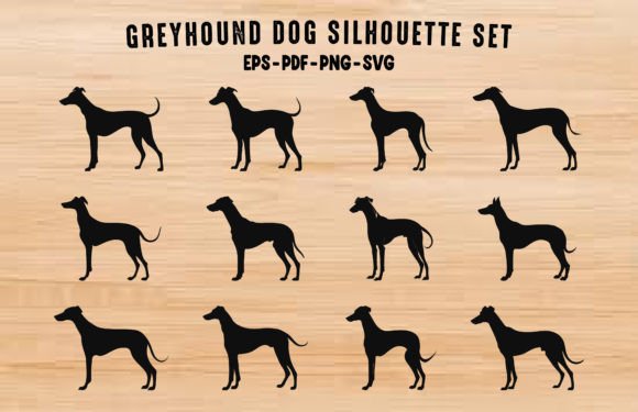 Greyhound Dogs Silhouette Vector Set