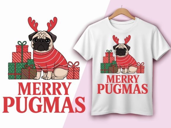 Merry Pugmas Pug Dog Sweater Reindeer