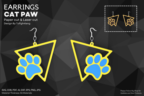 Paw Dog Triangle Earrings
