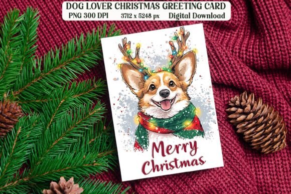 Pembroke Welsh Corgi Dog Xmas Card PNG