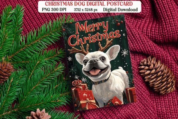 Xmas French Bulldog Dog Postcard